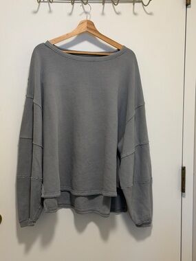 Free People Light Gray Cotton Sweatshirt